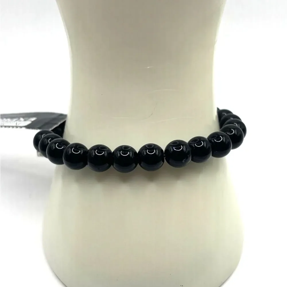 Express Black Glass Beaded Stretch Bracelet